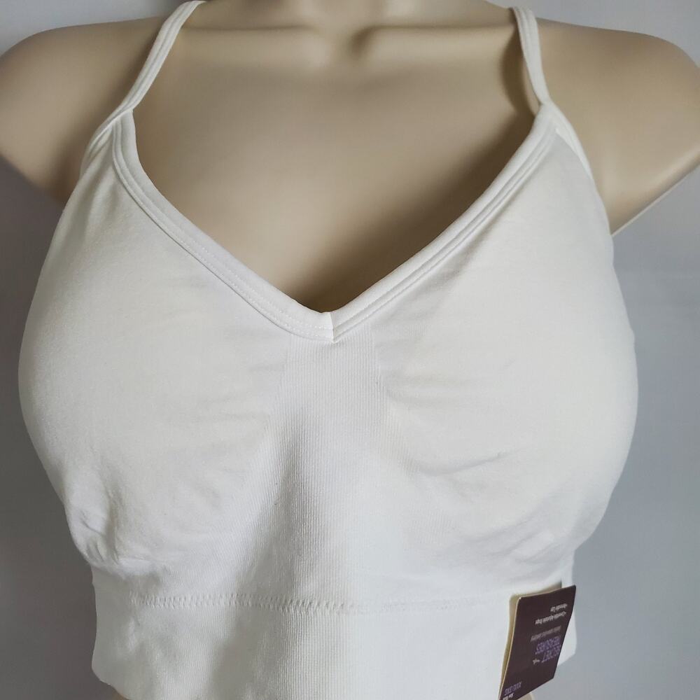 Secret Treasures Womens Bra XXXL White Racerback Plunge Bralette Adjustable